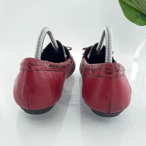 Born BOC Women Carolann Loafer Size 10 Flat Slip On Boat Shoe Moc Toe Red Vegan - Picture 7 of 13
